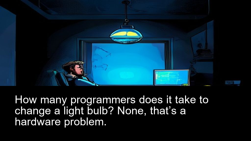 How many programmers does it take to change a light bulb? None, that’s a hardware problem.
