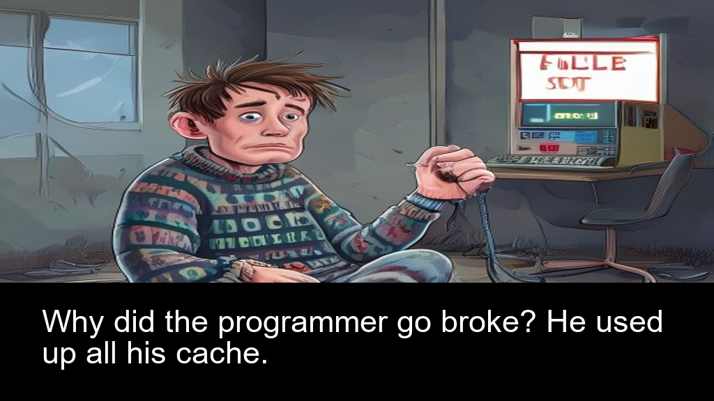 Why did the programmer go broke? He used up all his cache.